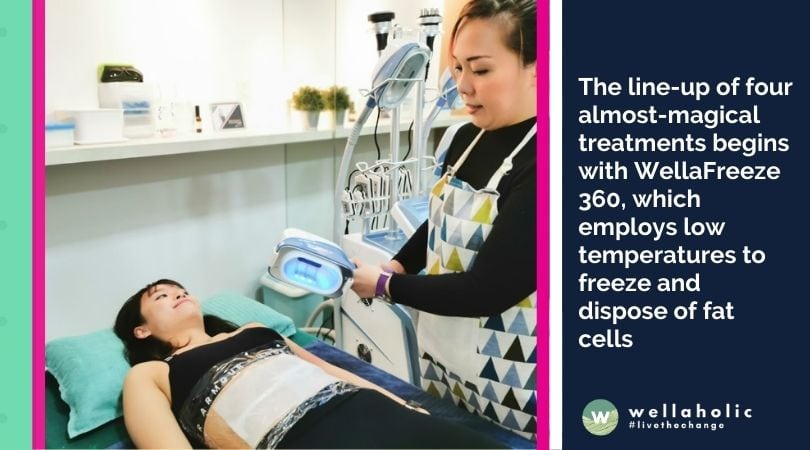 The line-up of four almost-magical treatments begins with WellaFreeze 360, which employs low temperatures to freeze and dispose of fat cells